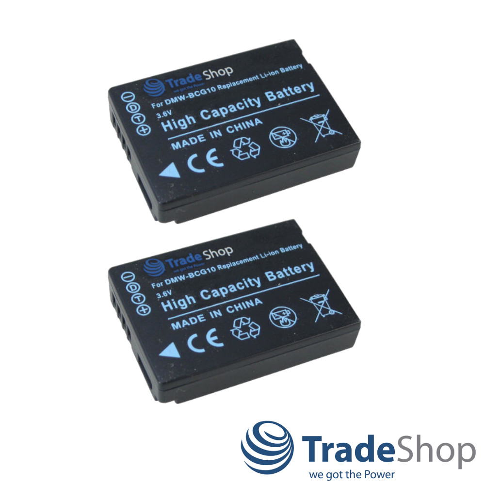 2x Akku 1200mAh ersetzt DMW-BCG10, DC7E, BP-DCU, BP-DC7 für viele Kameras