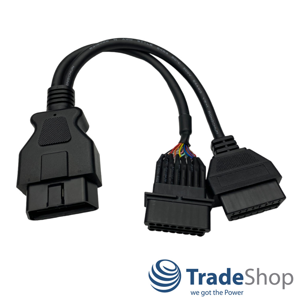 OBD2 Adapter Y-Kabel Verlängerung 16pin männlich auf 2x 16pin weiblich für BMW