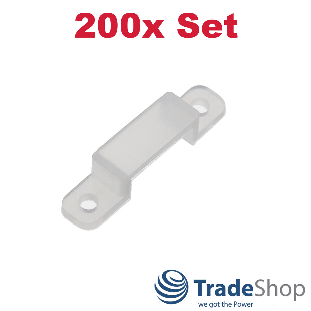 200x Befestigungs-Clips Wand-Halterung für 10-16mm LED Leuchtstreifen