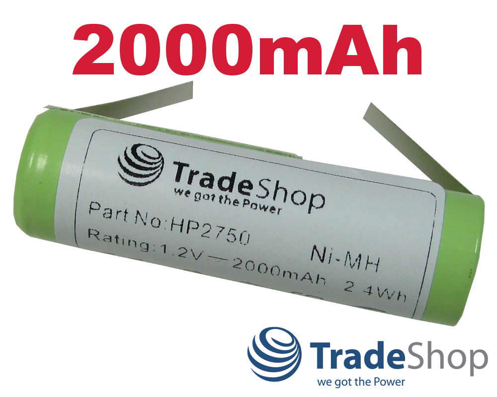 AKKU 2000mAh 1,2V Ni-MH für Philips Philishave HP2750 HQ6675 HQ6676 HQ6695