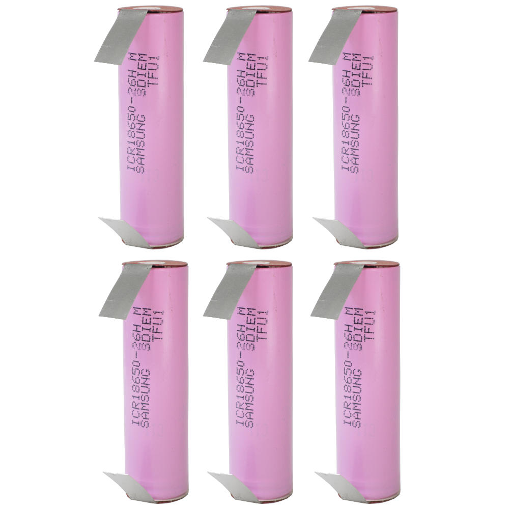 6x Akku für Bosch IXO/ISIO Samsung 18650 Zelle mit U-Lötfahne 2600mAh