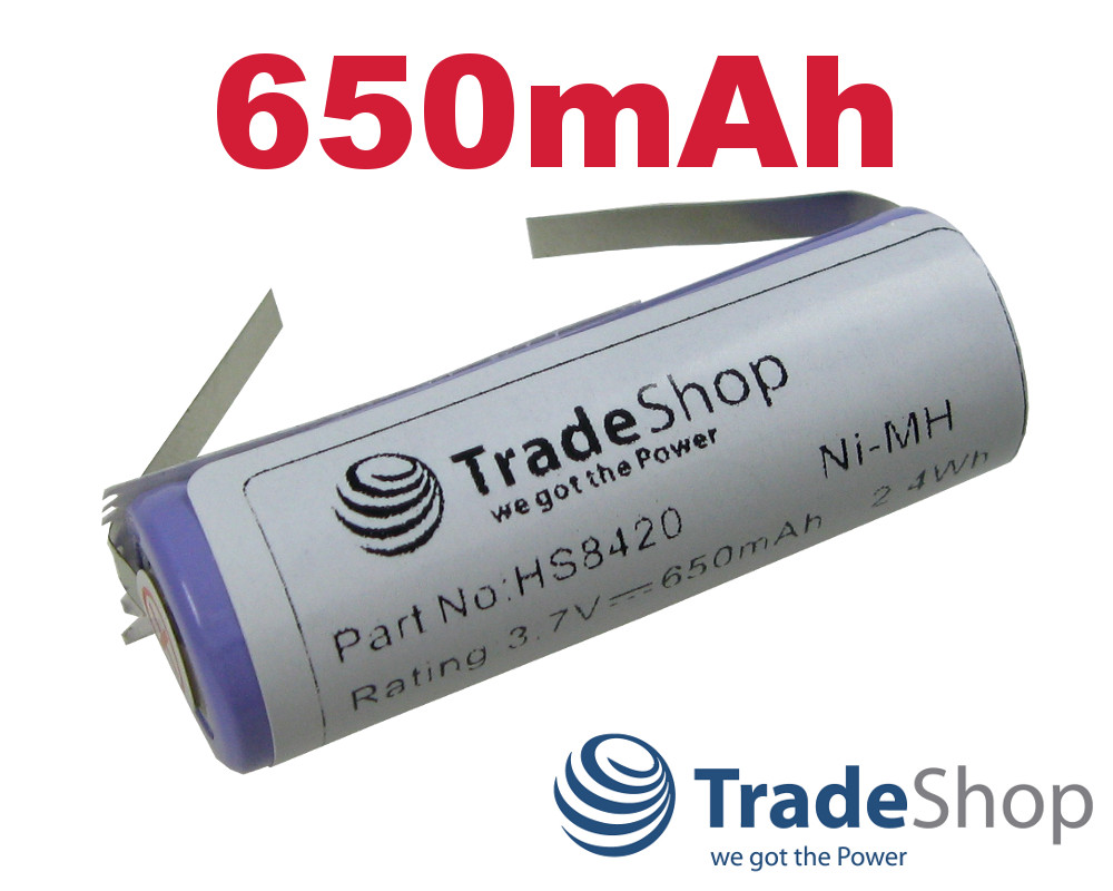 AKKU 650mAh 3,6V/3,7V Ni-MH für Philips HS8420 HS8420/23 HS8440 HS8460