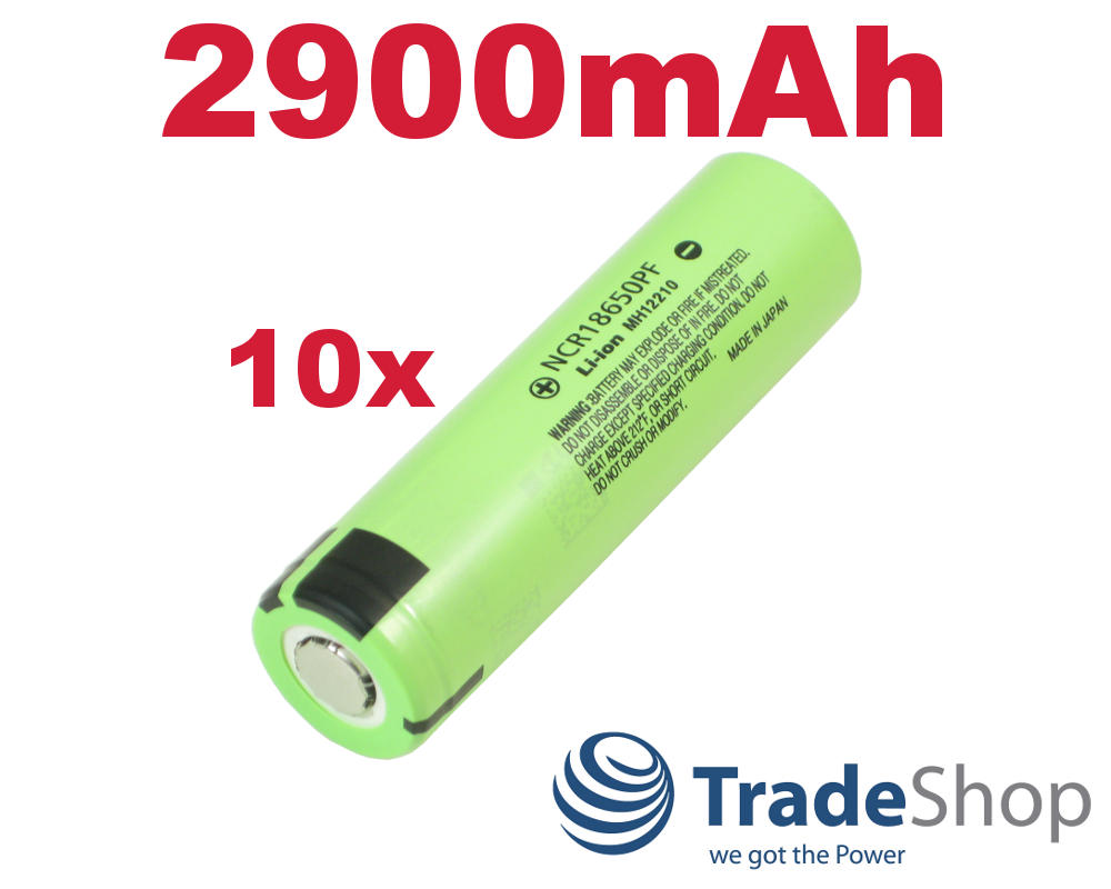 10x Panasonic Li-Ion Zelle Akku NCR18650PF 2900mAh 3,6V/3,7V