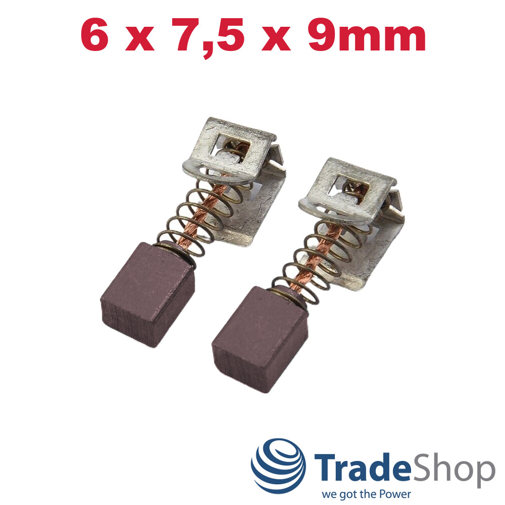 2x Motorkohlen Bronzekohlen 6x7,5x9mm für Bosch GSB 12V 14,4V ersetzt 2607034904