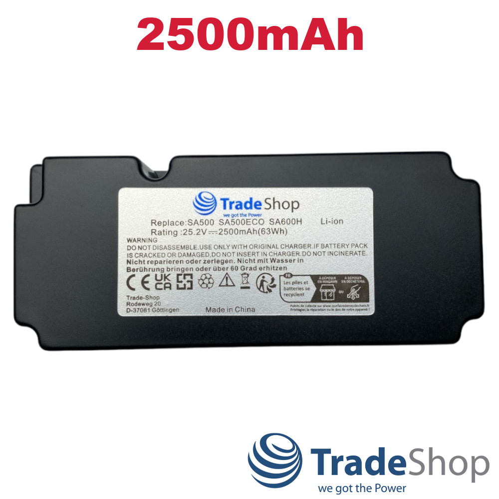 Li-Ion Akku 25,2V 2500mAh für Yard Force SA500, SA600H, NX60i ersetzt 862601