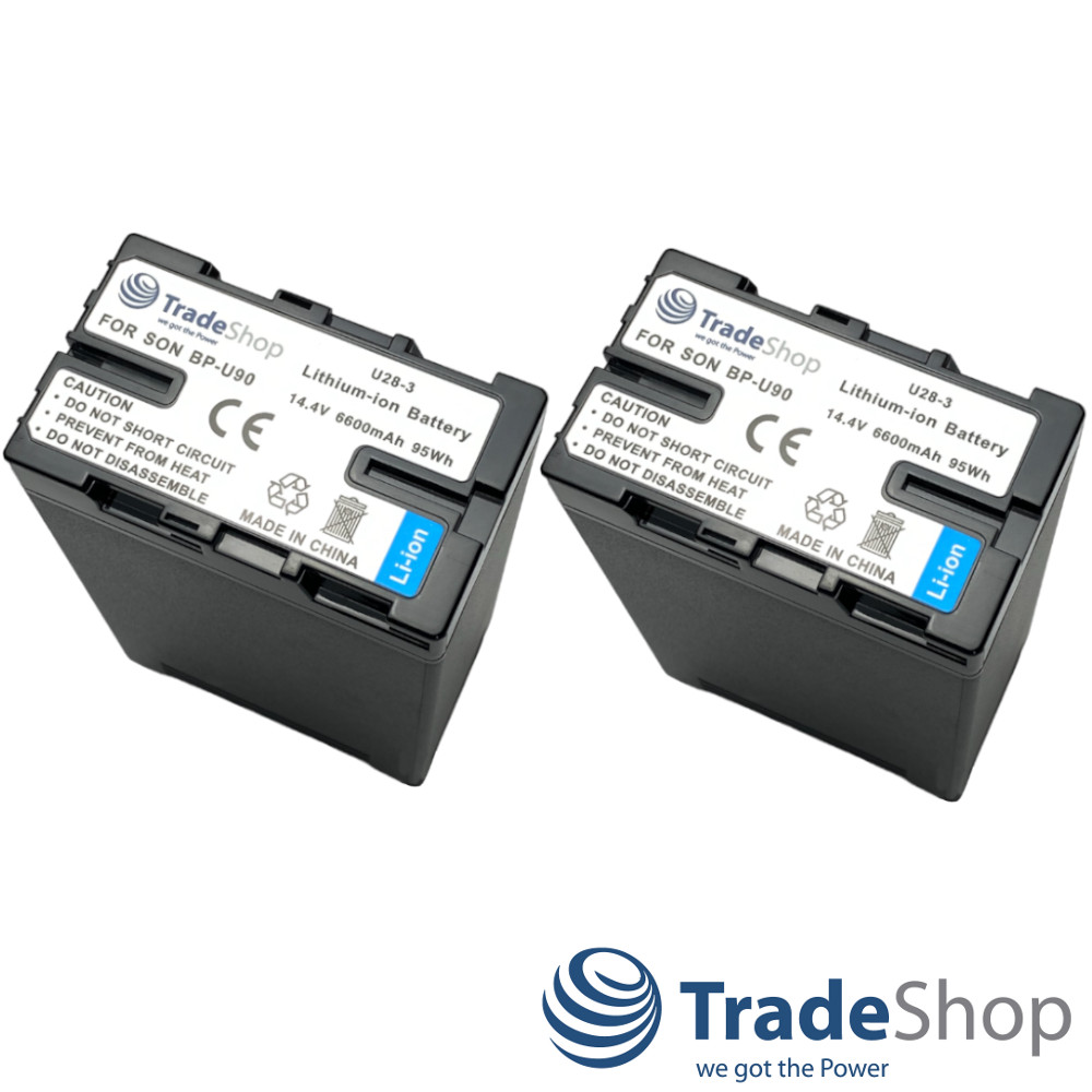 2x Li-Ion Akku 6600mAh für Sony BP-U30 BP-U60 BP-U65 BP-U90 BP-U95 uvm