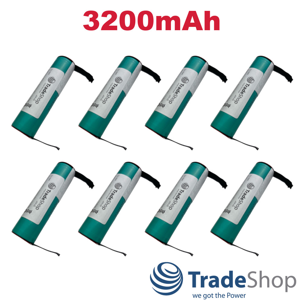 8x Akku für Bosch IXO/ISIO LG-Zelle LGABE11865 mit U-Lötfahne 3200mAh