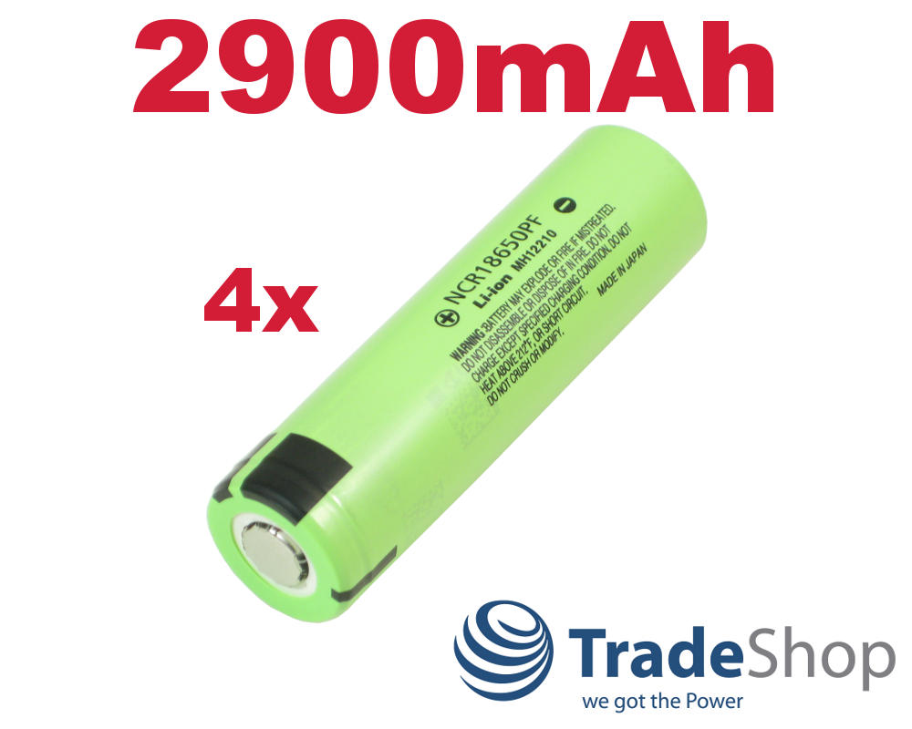 4x Panasonic Li-Ion Zelle Akku NCR18650PF 2900mAh 3,6V/3,7V