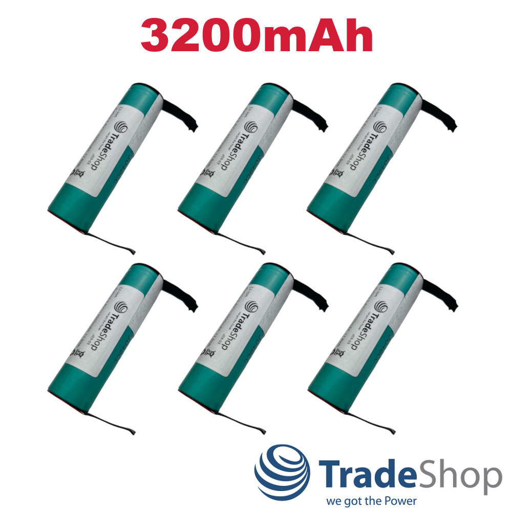 6x Akku für Bosch IXO/ISIO LGLGABE11865 Zelle mit U-Lötfahne 3200mAh