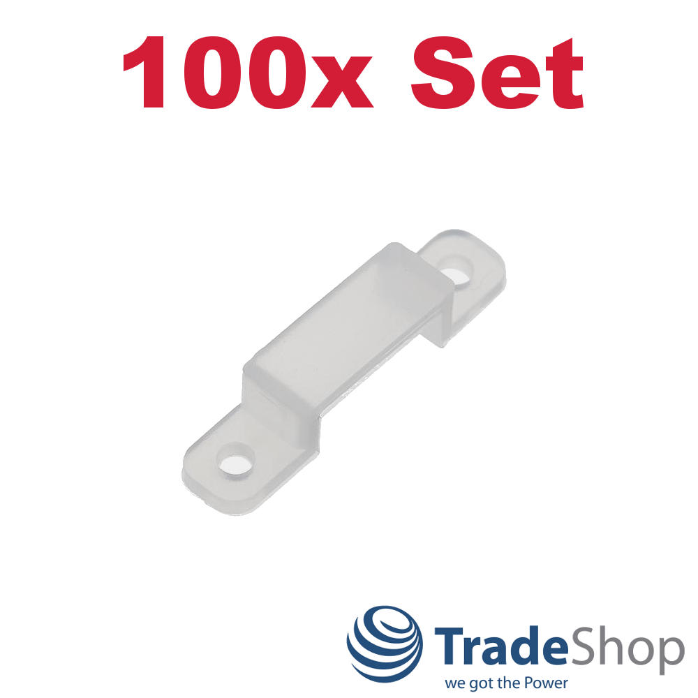 100x Befestigungs-Clips Wand-Halterung für 10-16mm LED Leuchtstreifen