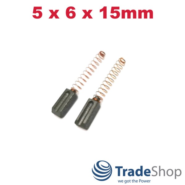 2x Motorkohlen Kohlebürsten 5x6x15mm für Leister Triac S, AT, ST ersetzt 100.645