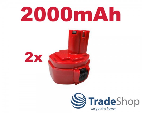 2x Akku für MAKITA 1422 1433 1434 1435 14,4V/2000mAh