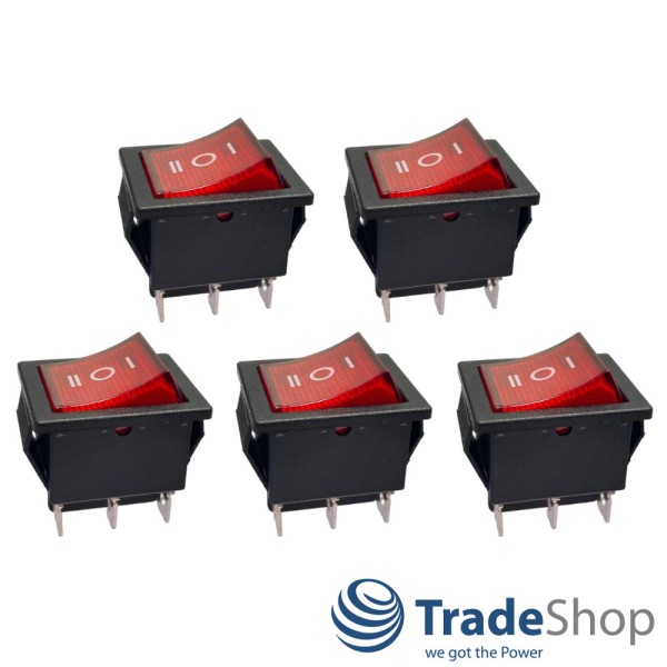 5x Wechselschalter Kippschalter Switch 250V 16A 6-polig KCD4 AN1 AUS AN2