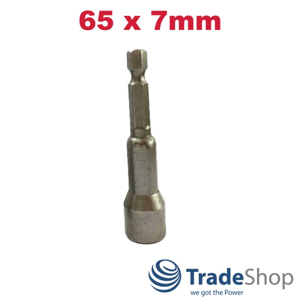 Schraubendreher-Bit Adapter Steckschlüssel Sechskant 65 x 7mm mit Magnet