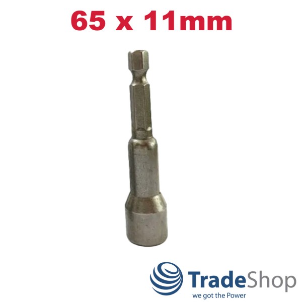 Schraubendreher-Bit Adapter Steckschlüssel Sechskant 65 x 11mm mit Magnet