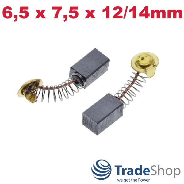 2x Motorkohlen Kohlebürsten 6,5x7,5x12/14mm für Einhell TC-SM 2131, BT-SM 2131