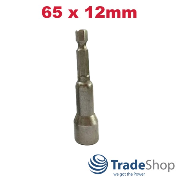 Schraubendreher-Bit Adapter Steckschlüssel Sechskant 65 x 12mm mit Magnet