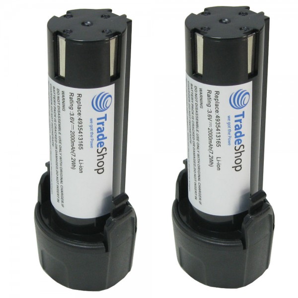 2x AKKU 3,6V 2000mAH für AEG 413184 SE 3.6 SL 3.6 4935413165 4932352969 uvm