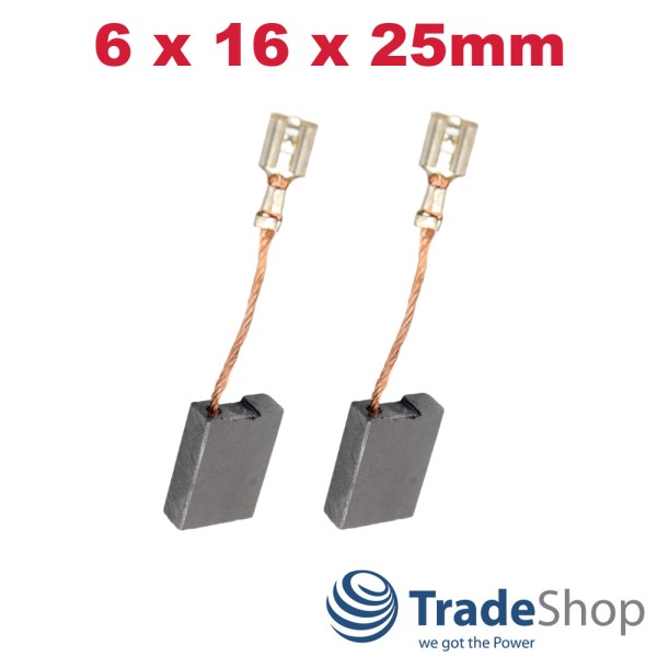 2x Motorkohlen Kohlebürsten 6x16x25mm für Black&Decker KG 2000 ersetzt 569373-00