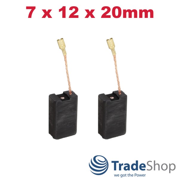 2x Motorkohlen Kohlebürsten 7x12x20mm für Parkside PWS 230 C3 Winkelschleifer