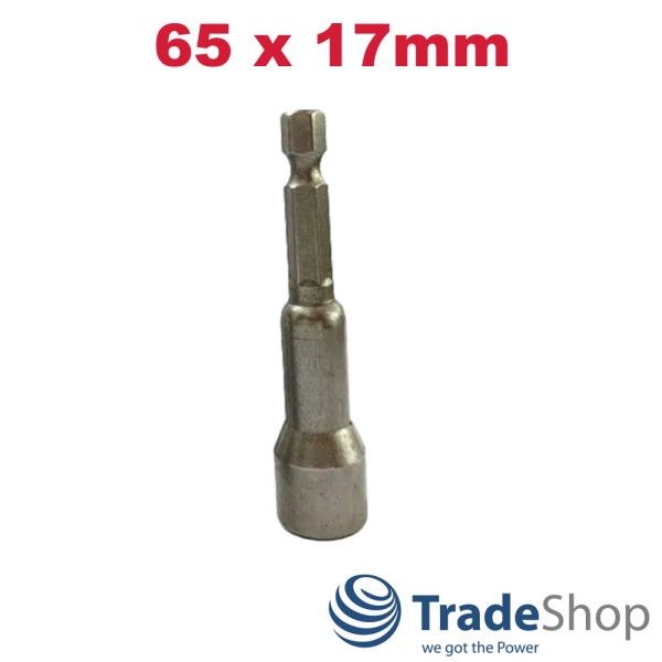 Schraubendreher-Bit Adapter Steckschlüssel Sechskant 65 x 17mm mit Magnet