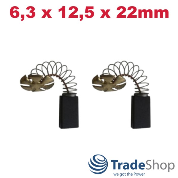 2x Motorkohlen Kohlebürsten 6,3x12,5x22mm für AEG WSA900, WS1700 ersetzt 222556