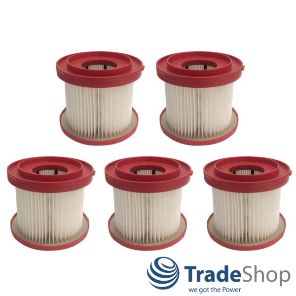 5x Ersatz HEPA-Filter Lamellenfilter für Milwaukee M18 VC2-0 0880-20