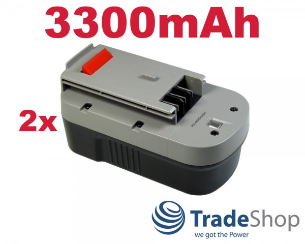 2x AKKU für Black&Decker 18V 3300mAh Ni-MH für 244760-00 A1718 A18 GLC1825L GPC1800