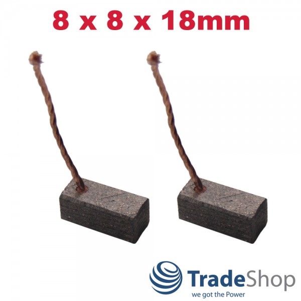 2x Motorkohlen Kohlebürsten 8x8x18mm für viele PKW KFZ LKW Motoren Antriebe