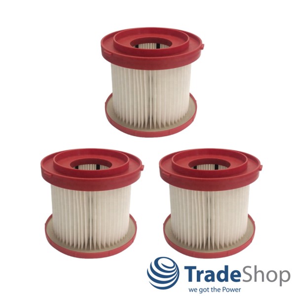 3x Ersatz HEPA-Filter Lamellenfilter für Milwaukee M18 VC2-0 0880-20